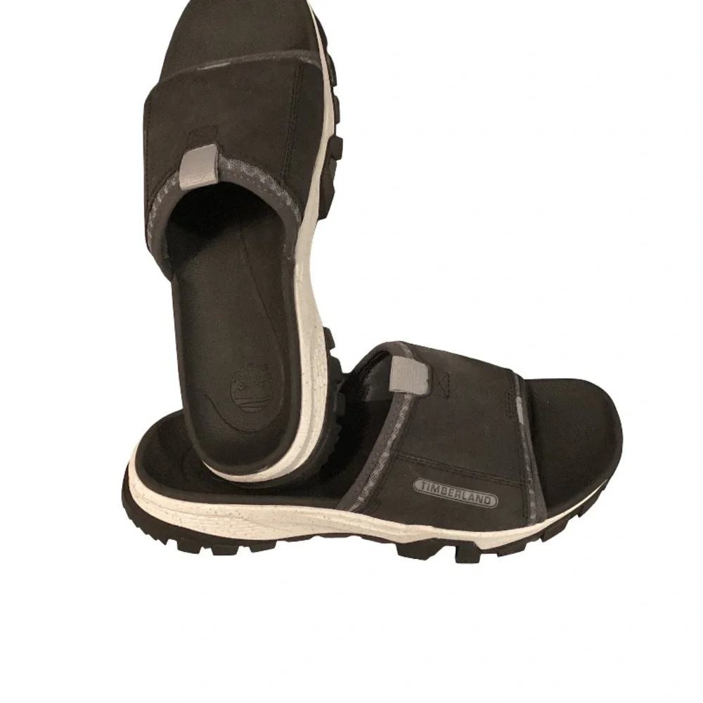 Timberland Garrison Trail Slide Black Leather Sandals – Men’s Size 10 M - Picture 2 of 5